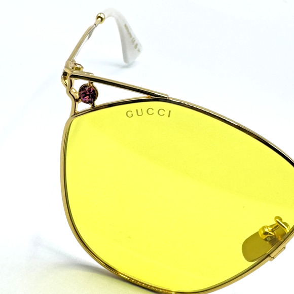 Gucci Sunglasses GG1375SA-002 Womens Gold Metal Cat Eye Frame Yellow Lens 62mm main image 7